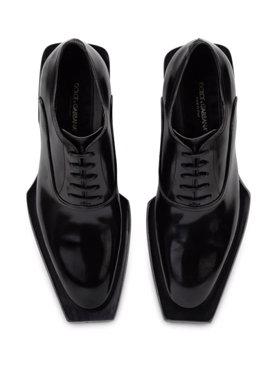 Shop Dolce & Gabbana Block-heel Leather Oxford Shoes In Black