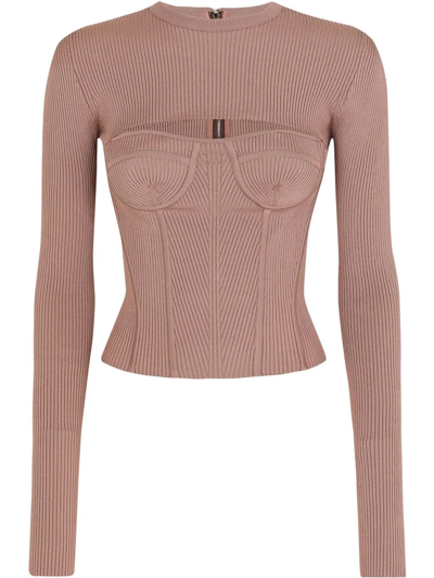 Dolce & Gabbana Corset-style Cut-out Top In Neutrals