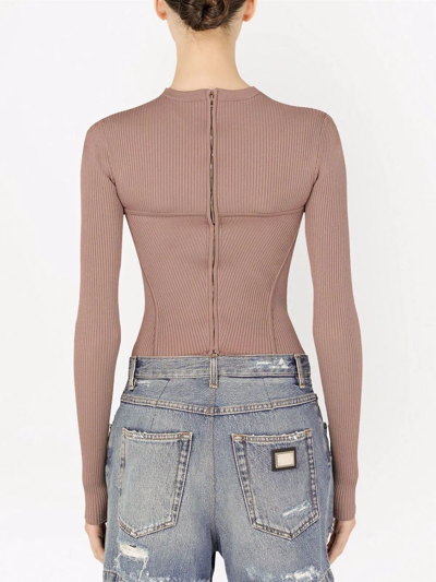 Dolce & Gabbana Corset-style Cut-out Top In Neutrals
