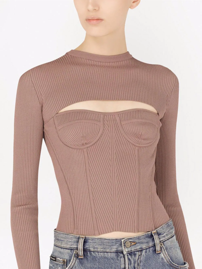 Dolce & Gabbana Corset-style Cut-out Top In Neutrals