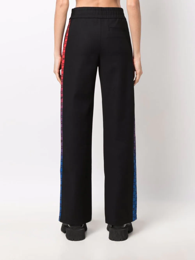 Off-white Layered Printed Crepe Bootcut Pants In Black
