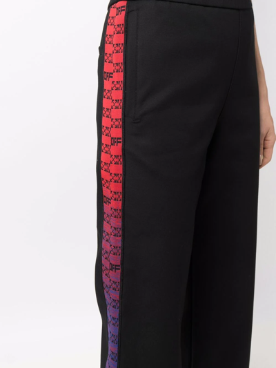 Off-white Layered Printed Crepe Bootcut Pants In Black