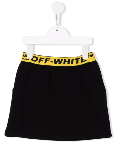 Shop Off-white Logo-waistband Sweat Skirt In Black