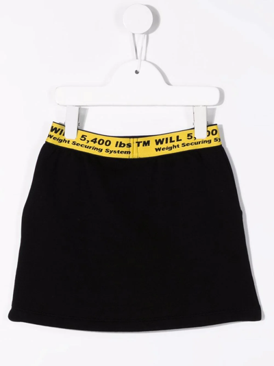 Shop Off-white Logo-waistband Sweat Skirt In Black