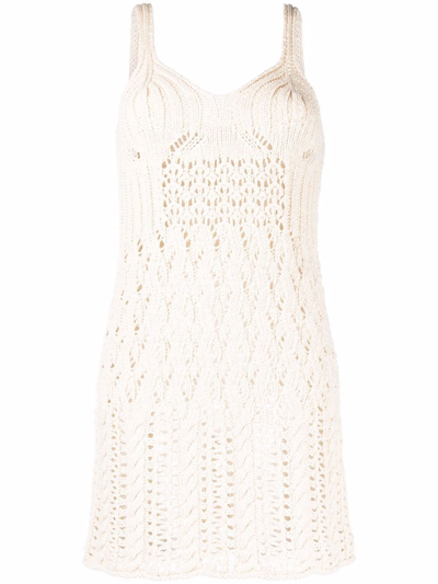 Shop Acne Studios Open-knit Sleeveless Mini Dress In Nude