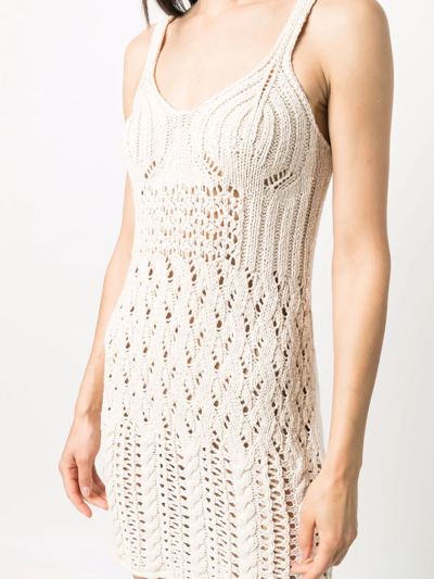 Shop Acne Studios Open-knit Sleeveless Mini Dress In Nude