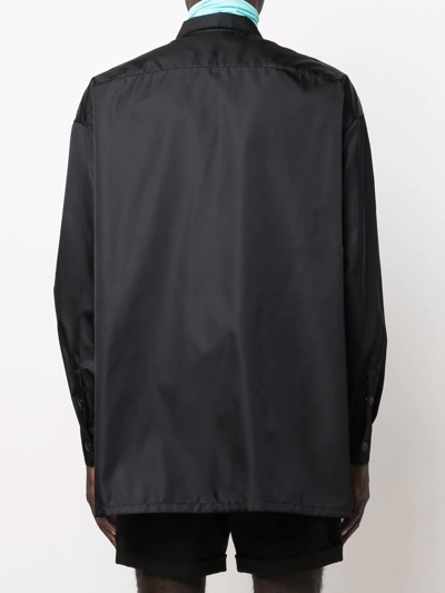 Shop Prada Triangle Logo-plaque Long-sleeve Shirt In Schwarz