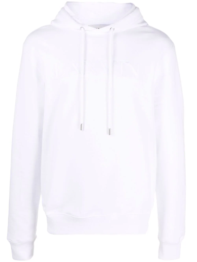Shop Lanvin Embroidered-logo Drawstring Hoodie In Weiss