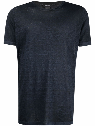 Shop Avant Toi Melange-effect Linen T-shirt In Blue