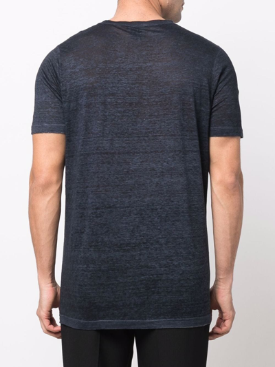 Shop Avant Toi Melange-effect Linen T-shirt In Blue