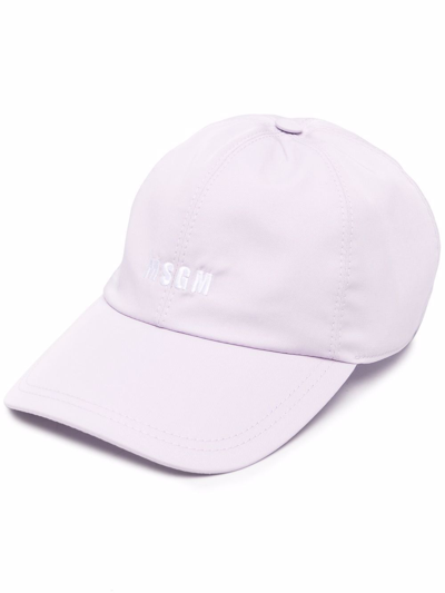 Shop Msgm Embroidered-logo Baseball Cap In Violett