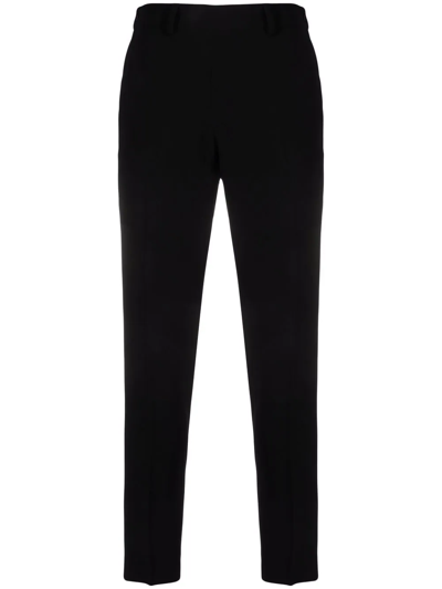 Shop Alberto Biani Mid-rise Cropped Trousers In Schwarz