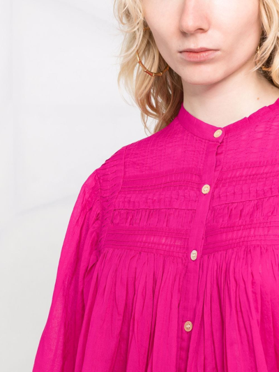 Shop Isabel Marant Étoile Plalia Pleated Blouse In Pink