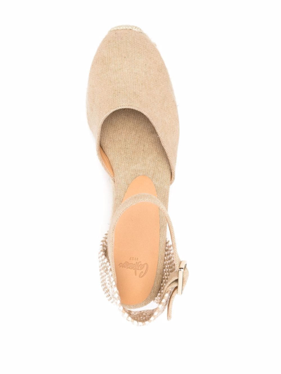 Shop Castaã±er Wedge-heeled Espadrilles In Nude