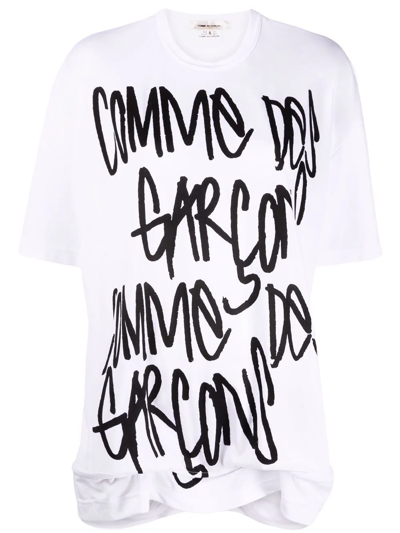 Shop Comme Des Garçons Logo Print T-shirt In Weiss