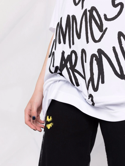 Shop Comme Des Garçons Logo Print T-shirt In Weiss