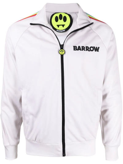 Shop Barrow Logo-print Zipped Sweatshirt In Nude