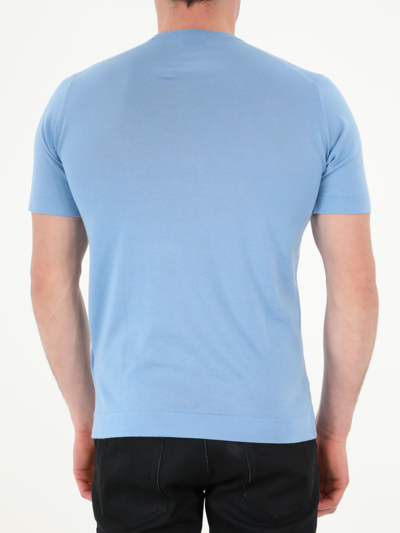 Shop John Smedley Light-blue Cotton T-shirt