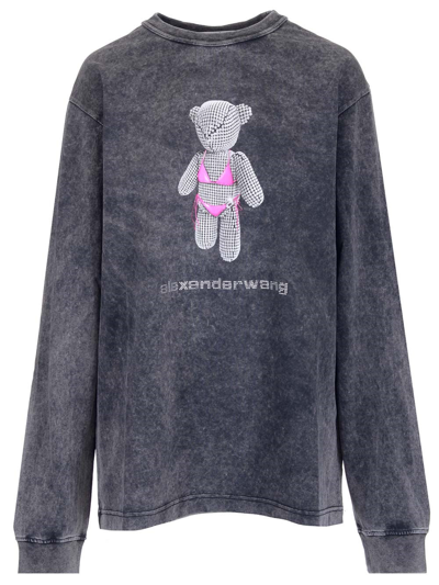 Shop Alexander Wang Teddy Bear Printed Sweatshirt In Grey