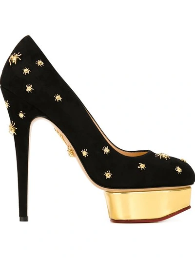 Charlotte Olympia 'spider Dolly' Pumps In Black Gold