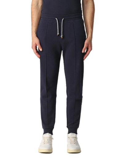 Shop Brunello Cucinelli Drawstring Track Pants In Navy