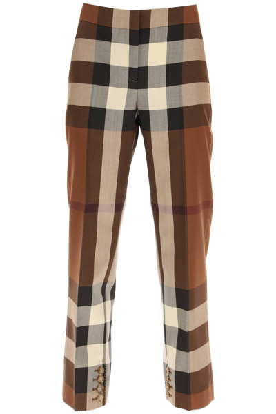 Shop Burberry Check Printed Cropped Trousers In Multi