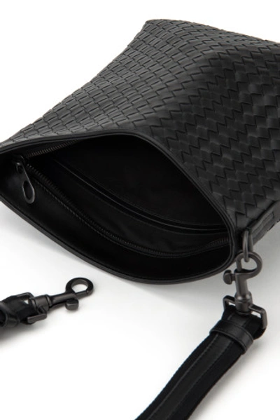 Bottega Veneta Borsa Intrecciato Leather Crossbody Bag In Nero/nero