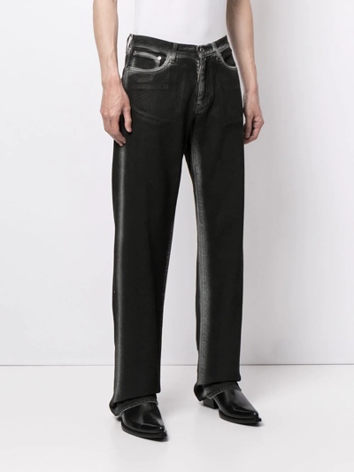 Shop Off-white Diagonal Stripe Print Straight-leg Jeans In 1001 Black White