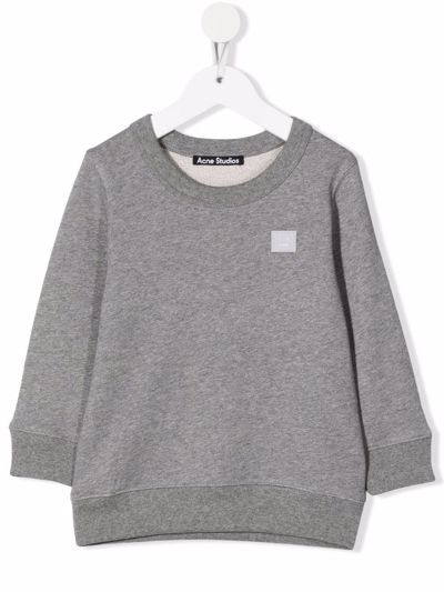 Shop Acne Studios Logo-patch Organic-cotton Sweatshirt In Grey