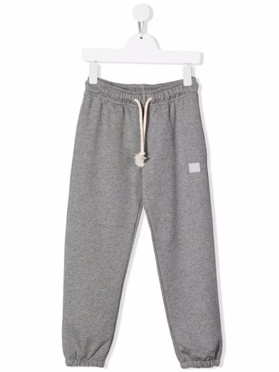 Shop Acne Studios Logo-patch Organic-cotton Track Pants In Grey