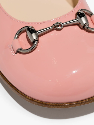 Gucci Aisha Horsebit-embellished Patent-leather Shoes 5-8 Years In Pink