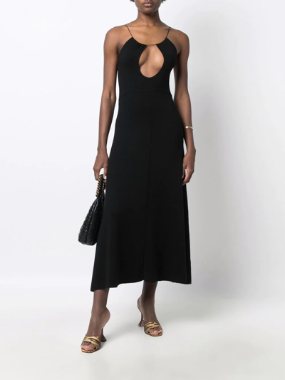 Shop Saint Laurent Cut-out Midi Dress In Black