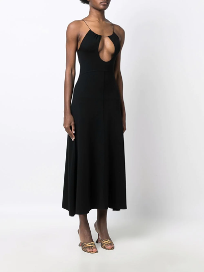 Shop Saint Laurent Cut-out Midi Dress In Black