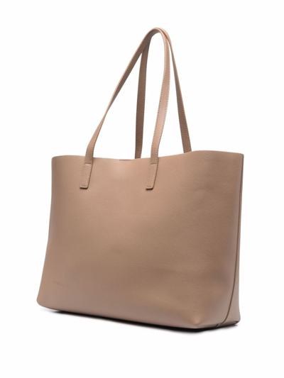 Shop Saint Laurent Large Leather Shopping Tote In Neutrals