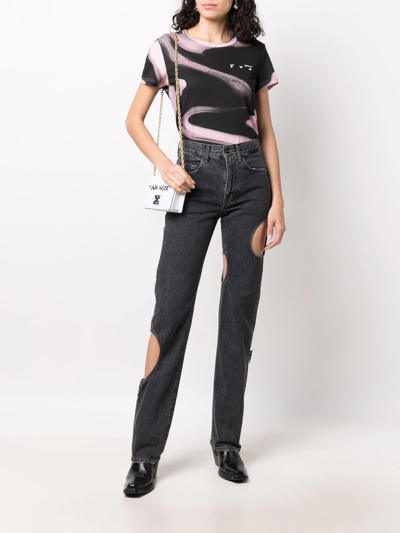 Off-white Meteor Grey Cut-out Straight-leg Jeans In Grey