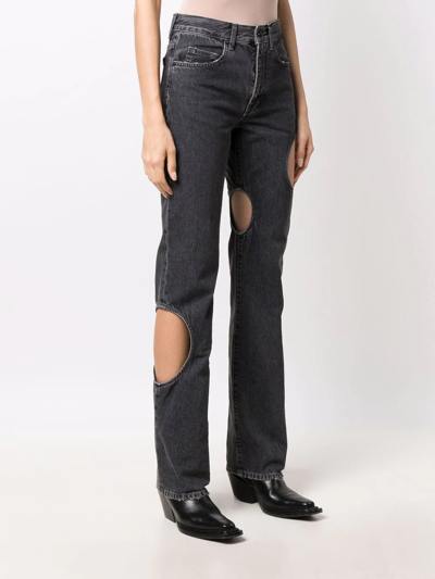 Off-white Meteor Grey Cut-out Straight-leg Jeans In Grey