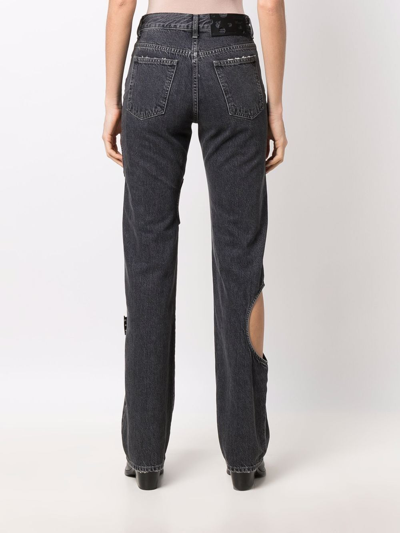 Off-white Meteor Grey Cut-out Straight-leg Jeans In Grey