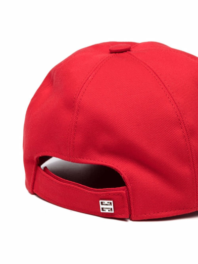 Shop Givenchy Logo-embroidered Cotton Cap In Red