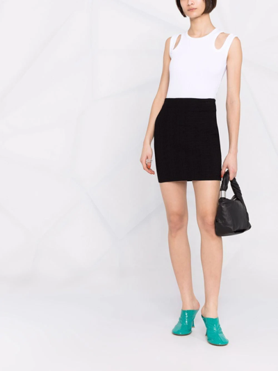 Shop Balmain Monogram-knit Mini Skirt In Black