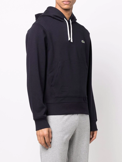 Shop Lacoste Logo-patch Drawstring Hoodie In Blue