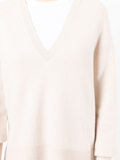 Shop N•peal Fine-knit V-neck Jumper In Pink