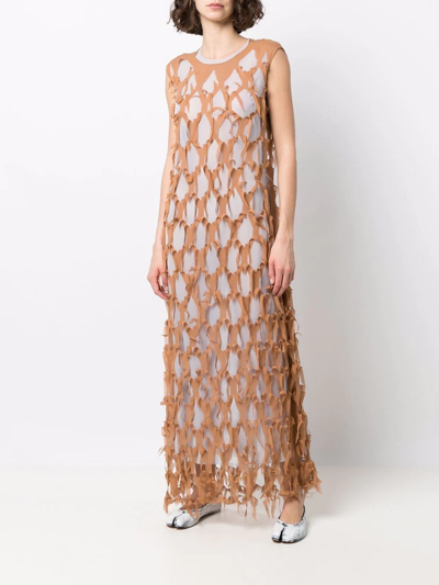 Shop Maison Margiela Cut-out Silk-blend Dress In Brown