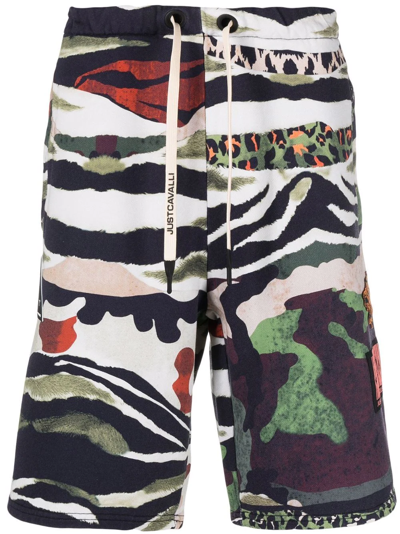 Just Cavalli Mixed-print Shorts In ModeSens