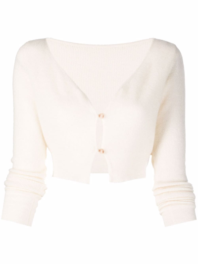 Shop Jacquemus Le Alzou Cropped Cardigan In White