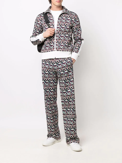 Valentino Stripe-detail Optical Print Jacket In Blue