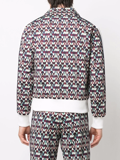 Valentino Stripe-detail Optical Print Jacket In Blue