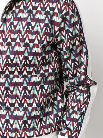 Valentino Stripe-detail Optical Print Jacket In Blue