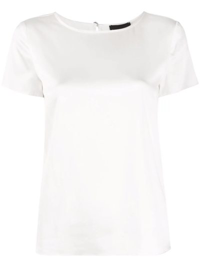 Shop Emporio Armani Round-neck Stretch Silk T-shirt In White
