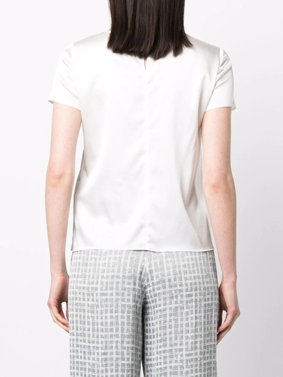 Shop Emporio Armani Round-neck Stretch Silk T-shirt In White