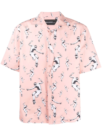 Shop Neil Barrett Dancers Print Bowling Shirt In Pink